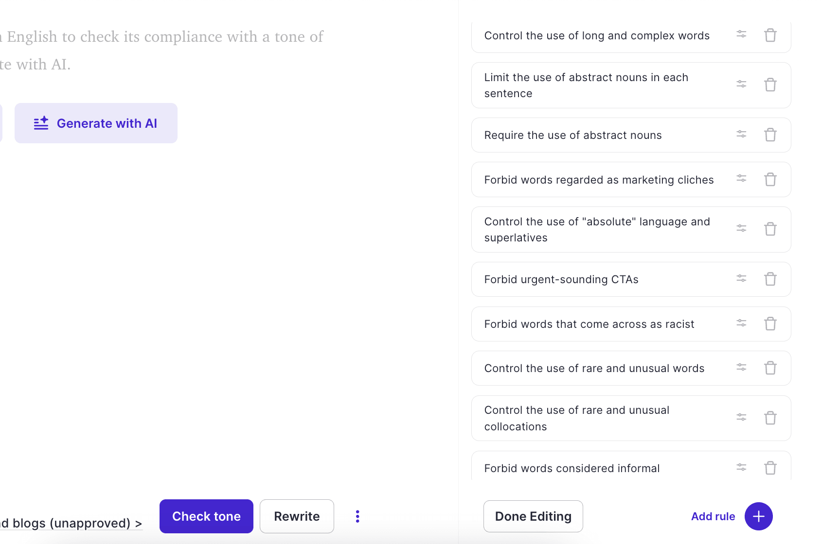 Choose between hundreds of tone and style rules