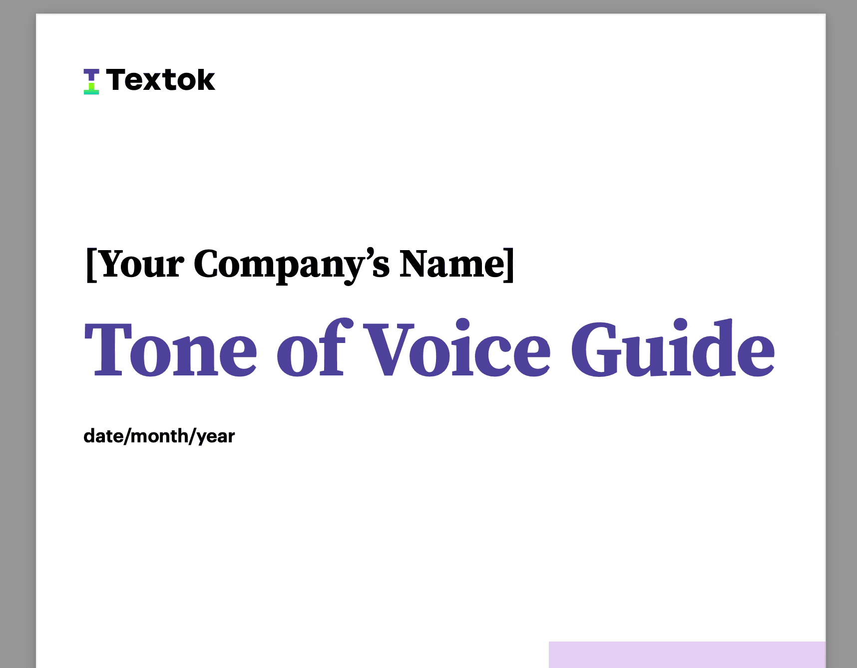 Tone of voice guidelines template